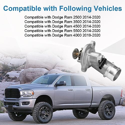 WMPHE Aluminium Thermostat Housing Assembly Compatible with Dodge Ram 2500/3500/4500/5500 2014-2020, Ram 4000 2019-2020 6.4L 392, Replacement for 902-3045 956-216 4893177AB 4893177AC 4893177AD - size: 902-3045