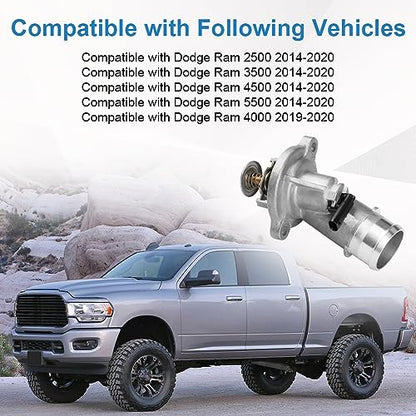 WMPHE Aluminium Thermostat Housing Assembly Compatible with Dodge Ram 2500/3500/4500/5500 2014-2020, Ram 4000 2019-2020 6.4L 392, Replacement for 902-3045 956-216 4893177AB 4893177AC 4893177AD - size: 902-3045
