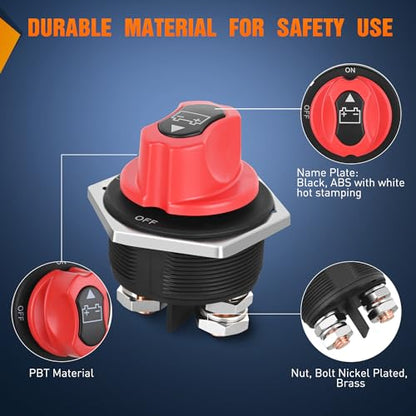 Nilight Battery Disconnect Switch 300A Master Disconnector Isolator - color: 1Pcs On-Off Switch 300A