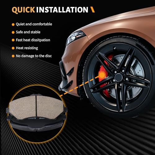 D1273 Front Ceramic Brake Pads Kit Fit For Dodge Nitro 2007-2011, For Grand Caravan 2008-2011, For Journey 2009-2011, For Jeep Liberty 2008-2012, For Wrangler 2007-2017 - style: HZ1273