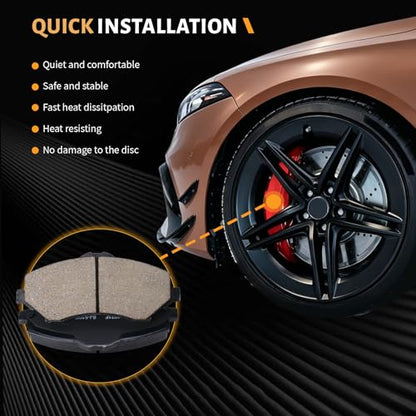 D1273 Front Ceramic Brake Pads Kit Fit For Dodge Nitro 2007-2011, For Grand Caravan 2008-2011, For Journey 2009-2011, For Jeep Liberty 2008-2012, For Wrangler 2007-2017 - style: HZ1273