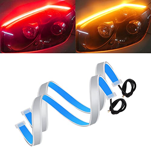 Qasim 12 Inch LED Strip Red Amber Daytime Running Tail Light - size: 30CM Red&Amber