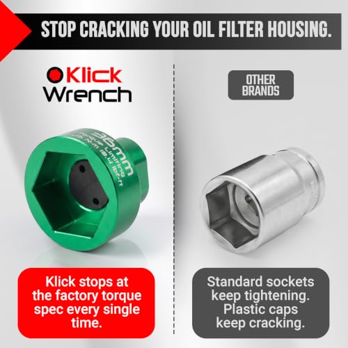 2 Stage 36mm Oil Filter Wrench | 6061-T6 Aluminum Green Tool - size: Socket 36mm