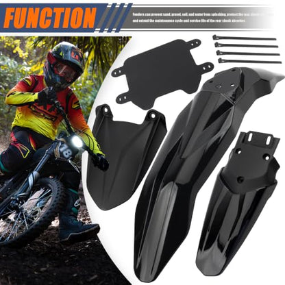 Front Rear Fender Kit Mudguard Number Plate Compatible with Talaria Sting MX3 MX4 MX5 Electric Dirt Pit Bike Motorcycle-Black - color: Fender Set, size: Plastic