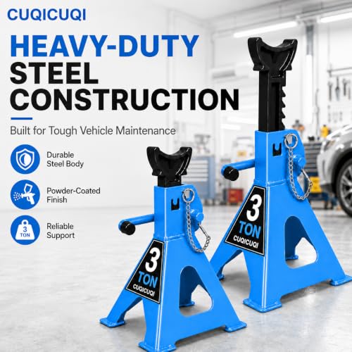 Jack Stands, Heavy Duty Car Jack Stand with Lock Pin and Large Foot Base for Car SUV, 3 Ton Stand Car Lift 1 Pair Light Blue - color: Light Blue