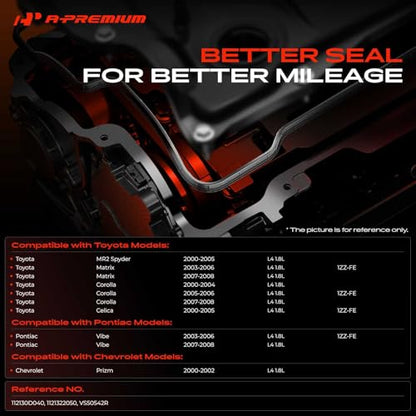 A-Premium Engine Valve Cover Kit Compatible with Toyota Corolla 2000-2008, Matrix 2003-2008, Celica 2000-2005, MR2 Spyder 2000-2005 & Pontiac Vibe 2003-2008 & Chevy Prizm 2000-2002, L4 1.8L