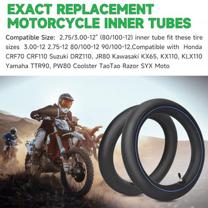 2.75/3.00-12 Motorcycle Heavy Duty Tire Inner Tube (80/100-12) Inner Tire - size: 2.75/3.00-12" 1pc