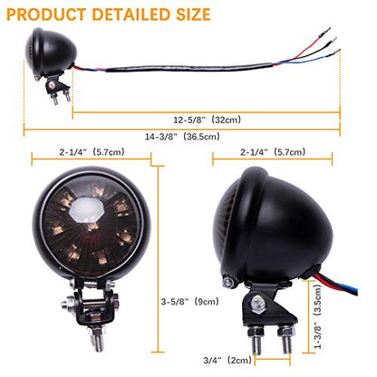 Rich Choices Motorcycle LED Tail Light Brake Lights Driving Braking Stop Lamp for Cafe Racer Chopper Bobber Custom - color: Smoke