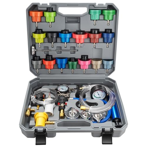 VTG VOGTEN 30PCS Coolant Pressure Tester Kit,w/23 Radiator Adapters - color: Gray