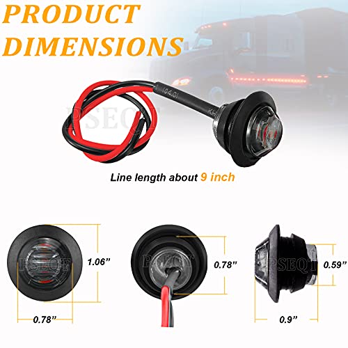 PSEQT 3/4 Inches Round Trailer LED Side Marker Lights Clearance Turn Signal Marker Bullet Light Waterproof for Pickup Truck Car Bus Wrangler Van RV ATV UTV 10Pcs Red Marker Light with Smoked Lens - color: Smoked Red