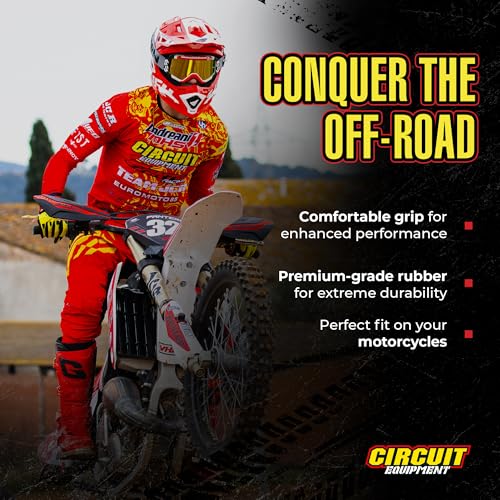 Circuit Equipment - Circuit V Motorcycle Handlebar Grips - Durable Non-Slip Rubber for Superior Comfort and Control - High Performance for All Terrains - Black/Yellow Design