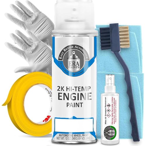 ERA Paints Blue Engine Paint Kit With Omni-Curing Catalyst Technology - 2K Aerosol Glossy Finish With High Temp Resistance And Extreme Durability Against Color Fade And Chemicals Like Brake Fluid - color: Blue 2K Spray Paint Kit