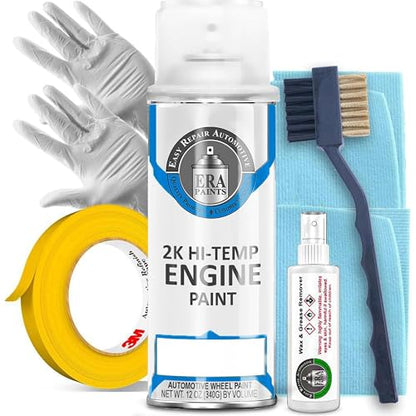 ERA Paints Blue Engine Paint Kit With Omni-Curing Catalyst Technology - 2K Aerosol Glossy Finish With High Temp Resistance And Extreme Durability Against Color Fade And Chemicals Like Brake Fluid - color: Blue 2K Spray Paint Kit
