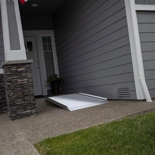 EZ-ACCESS - Aluminum Portable Wheelchair Ramp - Heavy Duty Mobility Device, Handicap Ramp with Textured Surface for Steps, and Self-Adjusting Bottom Transition Plates - 3G 5-Foot - size: 60 Inch (Pack of 1), style: Ramp Only
