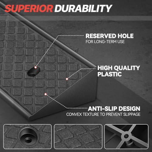 3" Rise Rubber Curb Ramp for Forklift, Driveway Sidewalk, Heavy Duty Car - size: 3" Rise