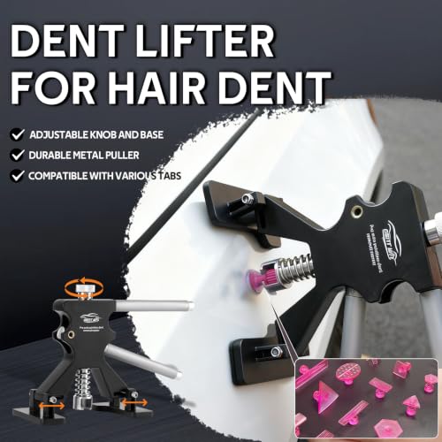 Dent Puller Kit - Paintless Dent Removal Tool with 100W Hot Glue Gun 10 Glue Sticks and 2-in-1 Slide Hammer T-Bar - for Car Body Repair Hail Damage Door Dings and Small Suction Cup - color: Black 01