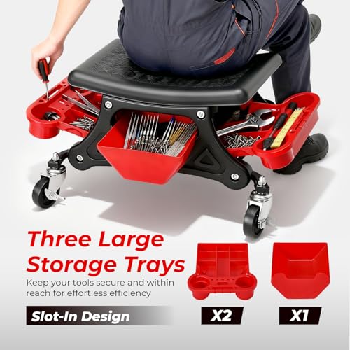 SUNROAD Mechanic Stool with Wheels Rolling Stool 300 lbs