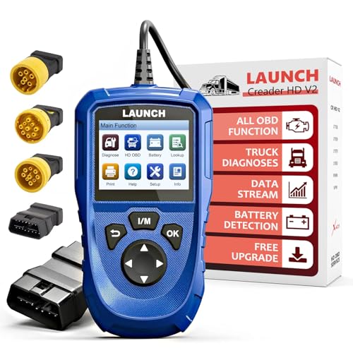 LAUNCH Creader HD V2 Heavy Duty Truck Diagnostic Scanner 2-in-1 HDOBD OBD-II EOBD Code Reader for Freightliner, for Paccar, for International, for Volvo, for Cummins, for Caterpillar HD OBD Scan Tool