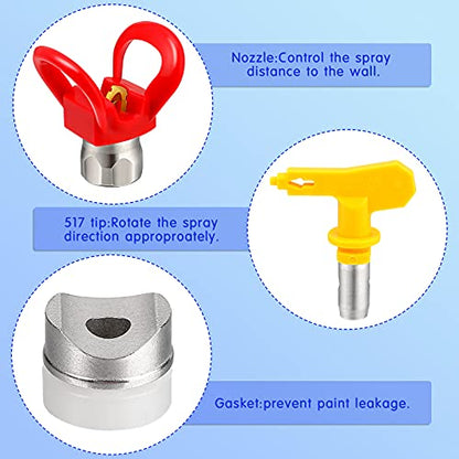 Chumia Airless Paint Spray Gun 3600PSI 517 Tip Swivel Joint Parts, 6 Sets