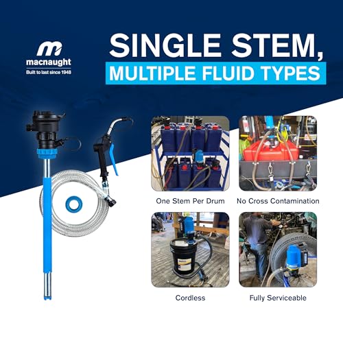 Macnaught BP205X Universal Oil Pump Stem Kit – 16/55 Gallon, 5FT Hose, On-Demand Nozzle – for Oil, ATF, Coolant, Hydraulic Fluids – 2 Yr Warranty - style: 16-55 Gal Universal Stem Kit