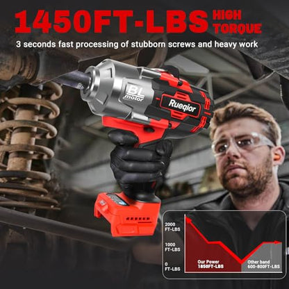 Cordless Impact Wrench 1/2" Compatible with Milwaukee 18V Battery - color: Red 2000n 1/2in