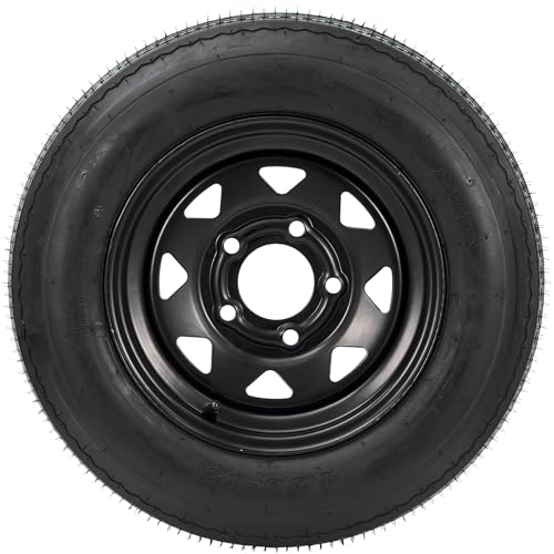 4.80-12 4.80x12 480-12 4.80-12 Trailer Tires with 12 in Rims, 5 Lug on 4.5 in, Load Range C, 6PR, Black
