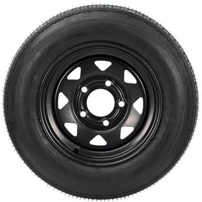 4.80-12 4.80x12 480-12 4.80-12 Trailer Tires with 12 in Rims, 5 Lug on 4.5 in, Load Range C, 6PR, Black