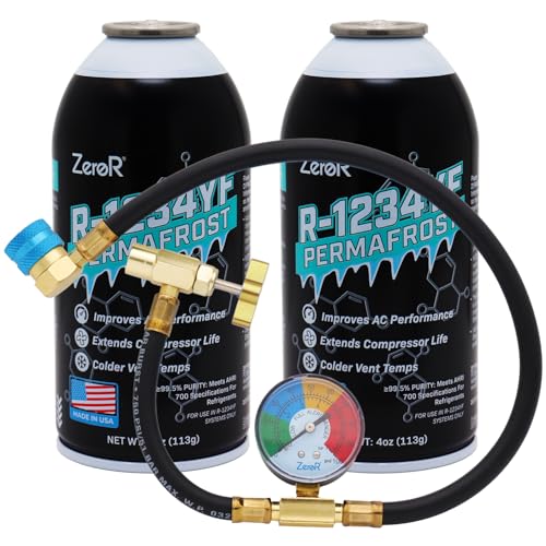 ZeroR® Permafrost for R1234YF AC Systems | Performance Booster | 2 Cans + 24" HD Can Tap Gauge - size: 2 Cans