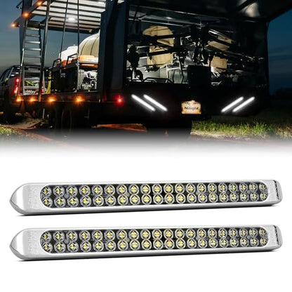 Nilight LED Tail Light 17" White Reverse Back Up Lights W/Chrome Bezel - color: 2Pcs 17" White 40LED w/chrome bezel