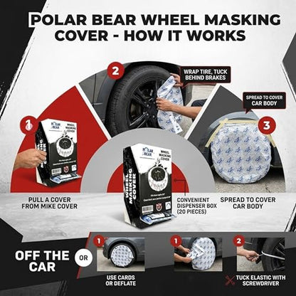 Polar Bear Wheel Masking Cover, Clear Plastic Sheet, 13-20 in Rims, 1-Pack