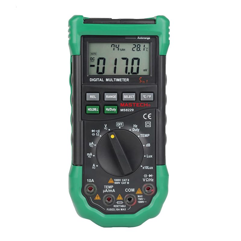 Mastech MS8229 5 in1 Auto Range Digital Multimeter Lux Sound Level Temperature Humidity Tester