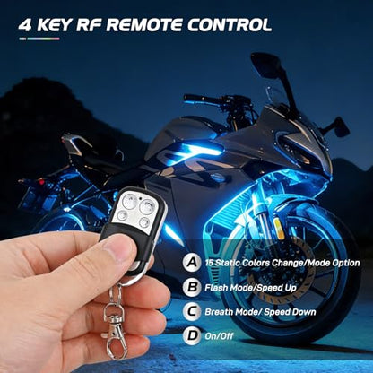 Nilight 18PCS Motorcycle RGB LED Light Kits with RF Wireless Remote - color: 18Pcs RGB LED Strip Lights