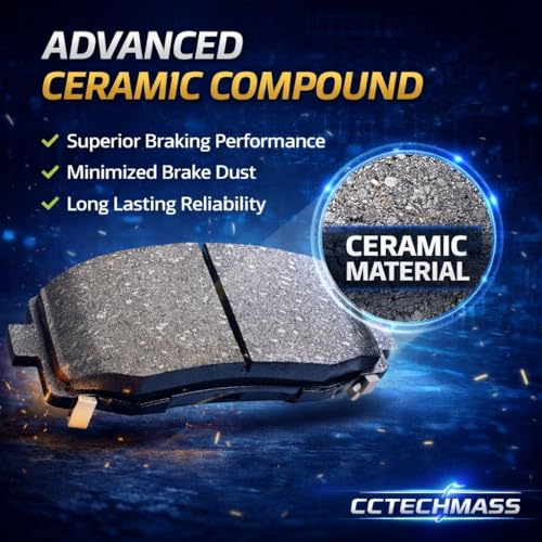 Ceramic Brake Pads Set Front & Rear 8PCS, D1222 D1212, for Lexus ES300h 2013-2018, ES350 2007-2018, Toyota Avalon 2008-2018, Camry 2007-2017, Low Dust Quiet, OE Fit Replacement – CCTECHMASS