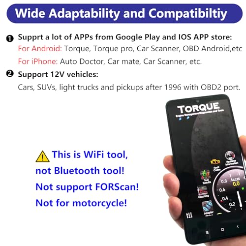WiFi ELM327 OBD2 Adapter WiFi ELM 327 OBD Scanner for Universal 12V Vehicle