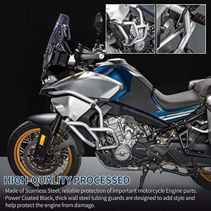 for CF-Moto 800MT MT800 MT 800 MT CF800MT 2021 2022 2023 Motorcycle Engine Guard Bumper Highway Crash Bars Stunt Cage Frame Falling Body Protector Kit Gas Tank Protection 21-23 (Silver)