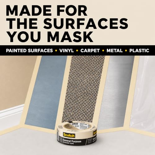 Scotch 3M General Purpose Masking Tape, Tan, 1.41 in x 60.1 yd, 24 Rolls - size: 1.41 inches x 60.1 yards, 24 Rolls