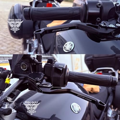 Compatible for Long 5D Rhombus Hollow CNC Billet Adjustable Motorcycle Brake Clutch Levers Kawasaki Ninja 650 2017-2026,Ninja ZX-4R ZX-4RR 2023-2025, Z 900 2017-2024,Z 650 17-2026 - color: Red Lever with Black Adjuster