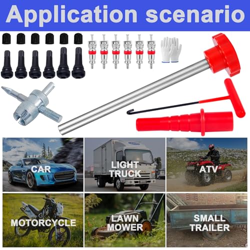 Quick Change Tire Valve Tool Kit,Tire Valve Stem Core Quickly Replacement Tool Kit,Perfect Tool for Replacing Leaky Valves in Cars,ATVs,Trucks,Motorcycles, etc.with TR413/414 Valve,4-Way Valve Tool - size: Set C