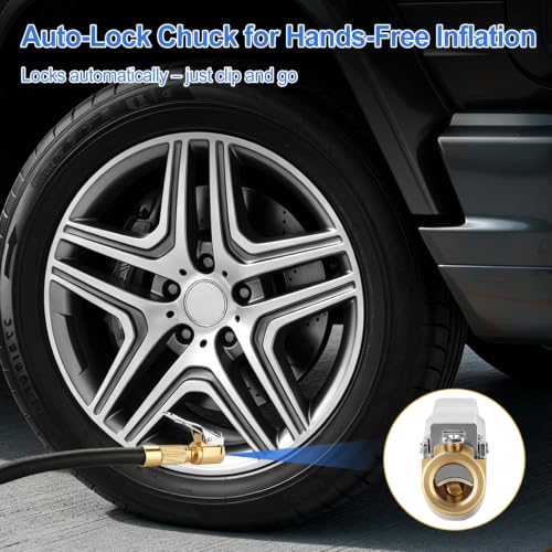 2 Pack Tire Air Chuck with Clip Adapter, 8mm Air Chuck Quick Connect, Brass Locking Tire Inflator Nozzle Adapter Connect, No Leak Tire Inflator Adapter for Tire Inflators, Air Compressor