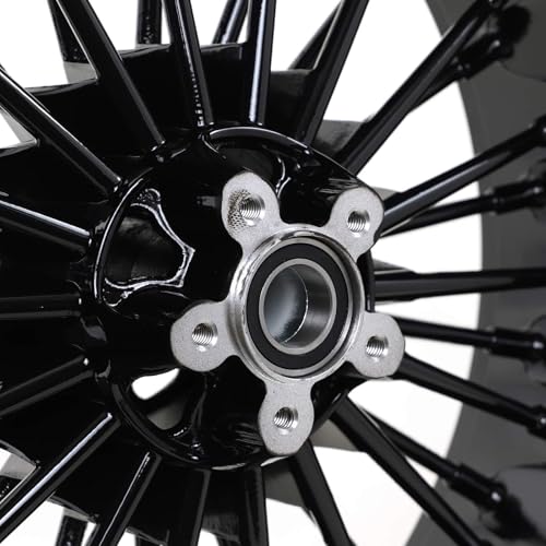 TOFR 21x3.5 18x5.5 Fat Spoke Wheels Black For Harley Softail Slim 2018-2021 - size: Front:21x3.5 Rear:18x5.5