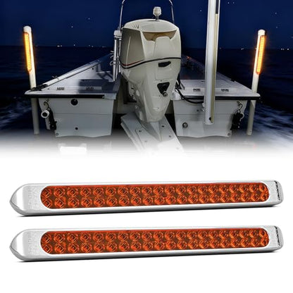 Nilight LED Tail Light 17" Amber Running Turn Signal Lights W/Chrome Bezel - color: 2Pcs 17" Amber 40LED w/chrome bezel