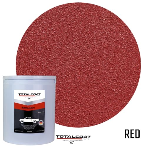 Roll On Truck Bed Liner Paint; Heavy Duty Coating Protection for Box Trucks, Pickups, Cargo Vans (1 Gallon Kit, Red) - color: Red