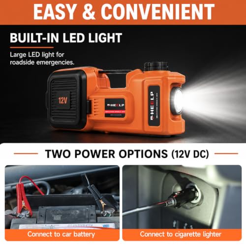 E-HEELP Electric Car Jack Kit 5 Ton 12V with Impact Wrench, 6.1-17.7 in