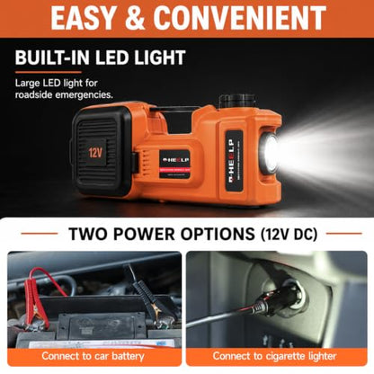 E-HEELP Electric Car Jack Kit 5 Ton 12V with Impact Wrench, 6.1-17.7 in