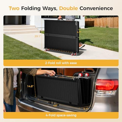 CAMMOO 8 FT Aluminum Wheelchair Ramp with 800 LBS Load Capacity, Portable Folding ramps for wheelchairs - size: 8 FT