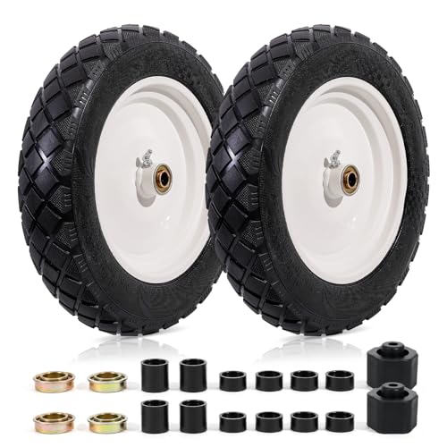 MZREXN 4.80/4.00-8" Wheelbarrow Tires, 15" Flat Free Tire and Wheel - color: White-2pcs