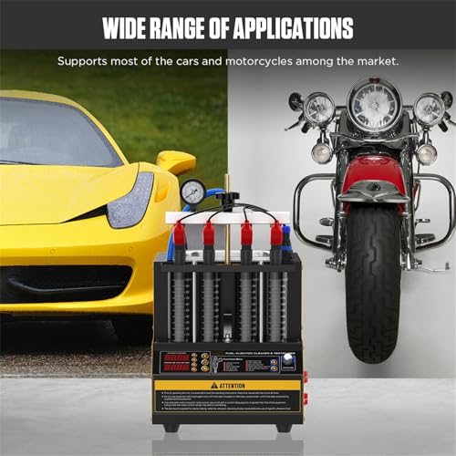 CT160 Fuel Injector Cleaner Tester, 4-Cylinder Ultrasonic Machine, 110V - color: Yellow
