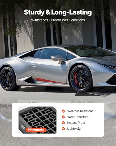 VEVOR Car Ramps, 4 PCS 20000 lbs GVW Capacity, 2.56 in Lift Height, Portable Low Profile Car Service Ramps for Home Garage Maintenance & Oil Changes, Heavy Duty for Low Chassis Vehicle & Support Jack - size: 2.6*27.5inch