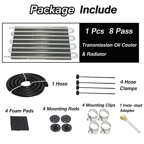 MAGQOO 8 Row Tube and Fin Transmission Cooler High Performance Universal Aluminium Oil Cooler Kit - size: 8 Row Cooler