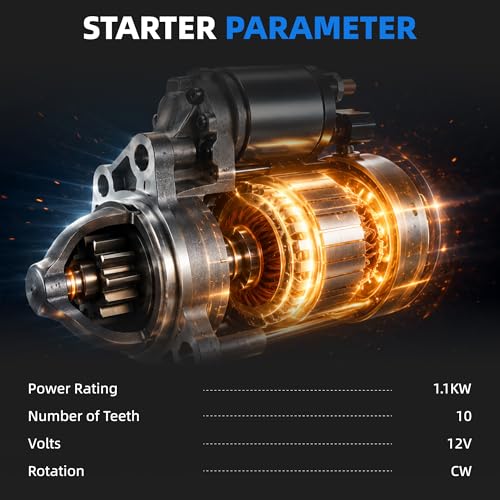 Starter Compatible with Audi A4 2009-2016, A4 Quattro 2009-2016, A5 2010-2014, A5 Quattro 2010-2017, A6 2012-2016, Q5 2011-2017, Starter Motor 06D911021B L4 2.0L
